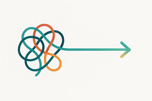Knot transforming into arrow - confusion to clarity